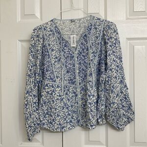 Women’s Old Navy Blue & White Paisley Blouse Size Small